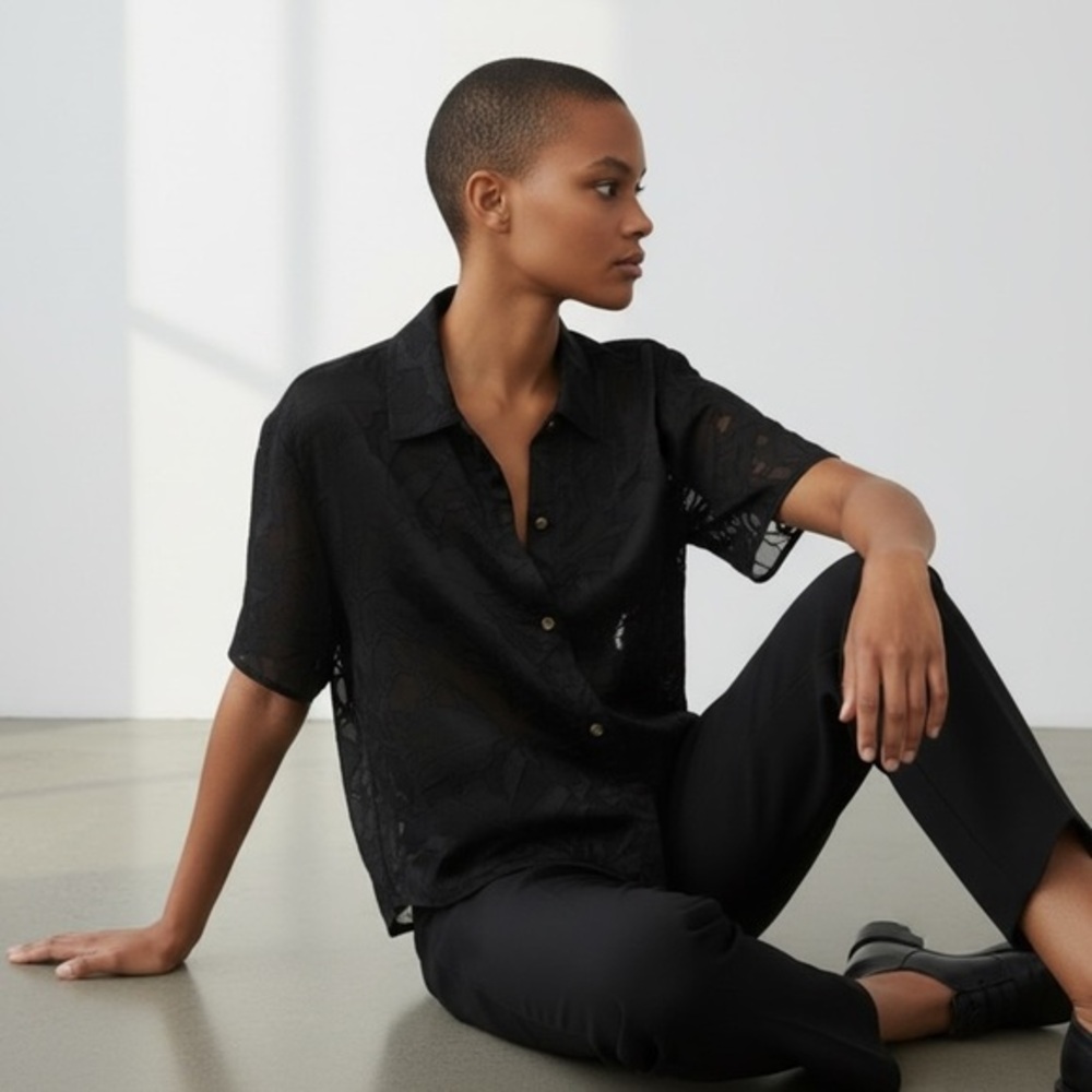 Michael Kors Black Textured Blouse